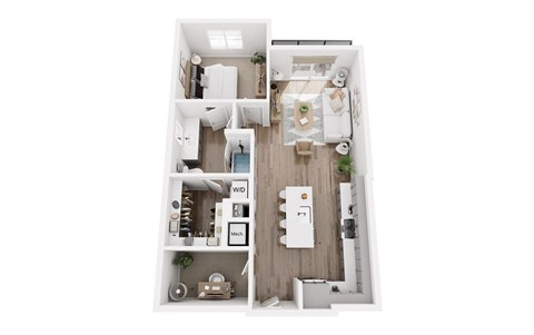 Floor plan for 1 bed, 1 bath, 817 sqft